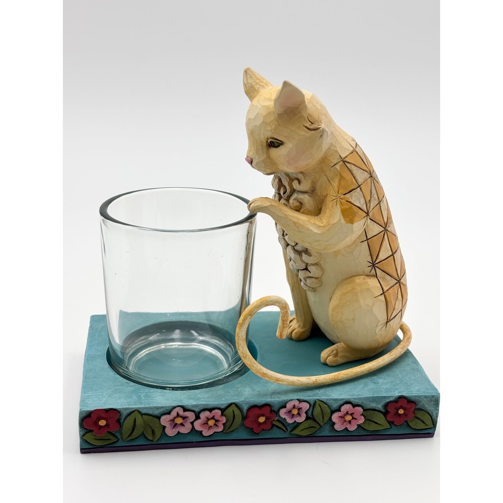 Jim Shore Heartwood Creek Cat Votive Candle Holder 4016368 Enesco 2009 Figurine
